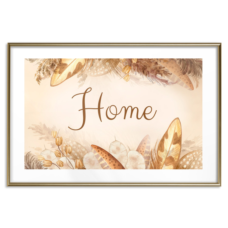 Poster Home - Inscription Among Dried Plants and Feathers in Warm Boho Shades 144758 additionalImage 27