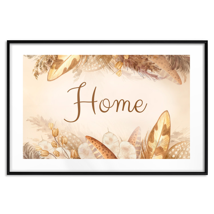 Poster Home - Inscription Among Dried Plants and Feathers in Warm Boho Shades 144758 additionalImage 25
