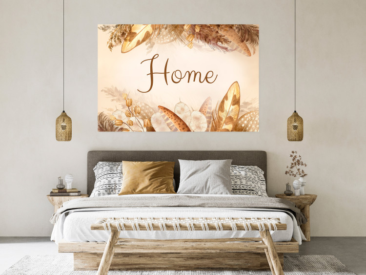 Poster Home - Inscription Among Dried Plants and Feathers in Warm Boho Shades 144758 additionalImage 11