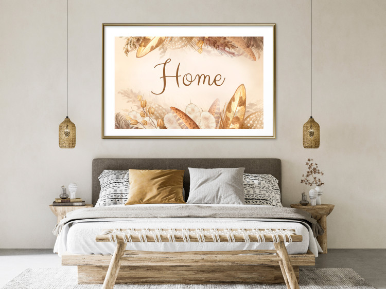 Poster Home - Inscription Among Dried Plants and Feathers in Warm Boho Shades 144758 additionalImage 19