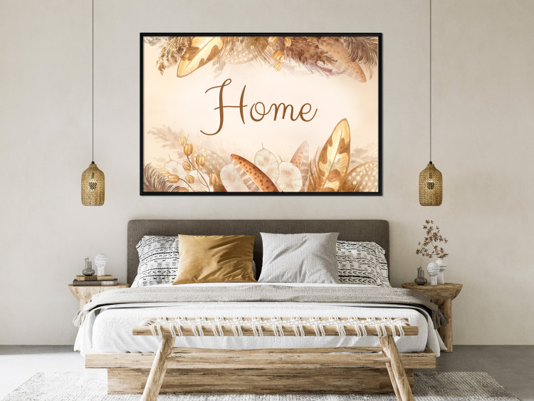 Poster Home - Inscription Among Dried Plants and Feathers in Warm Boho Shades 144758 additionalImage 13