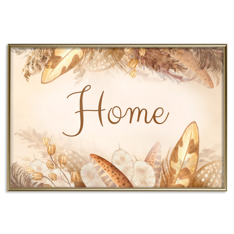 Poster Home - Inscription Among Dried Plants and Feathers in Warm Boho Shades 144758 additionalImage 23