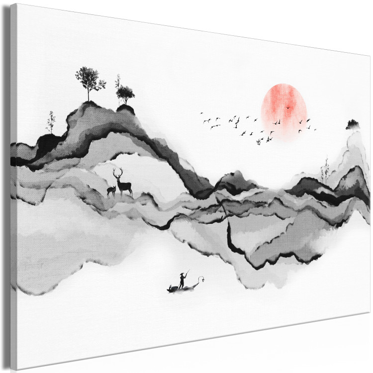 Canvas Watercolor Mountains (1-piece) - beautiful natural landscape in Japanese style 145358 additionalImage 2