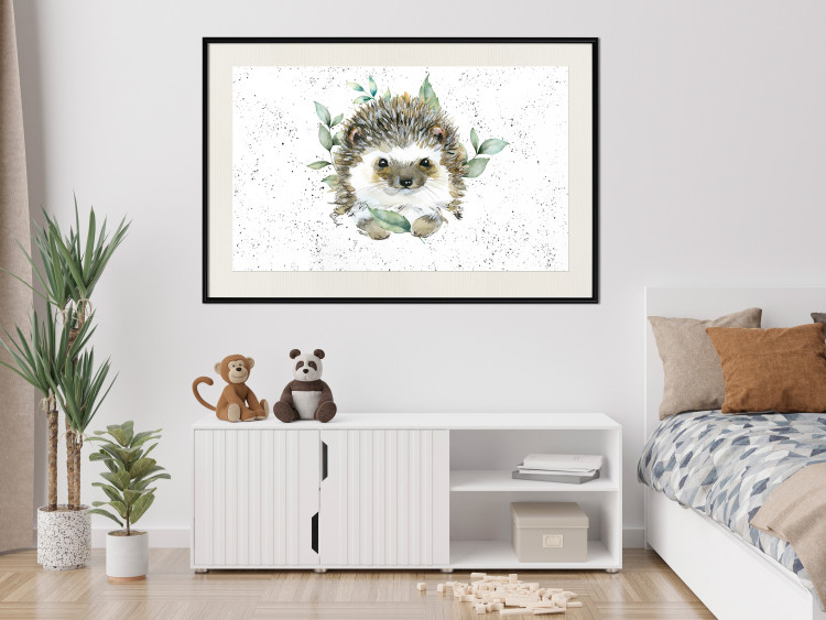 Wall Poster Hedgehog - Cute Painted Animals and Plants on a Polka Dot Background 145758 additionalImage 15