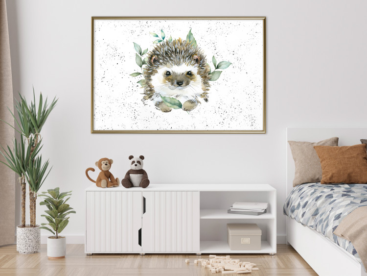 Wall Poster Hedgehog - Cute Painted Animals and Plants on a Polka Dot Background 145758 additionalImage 13