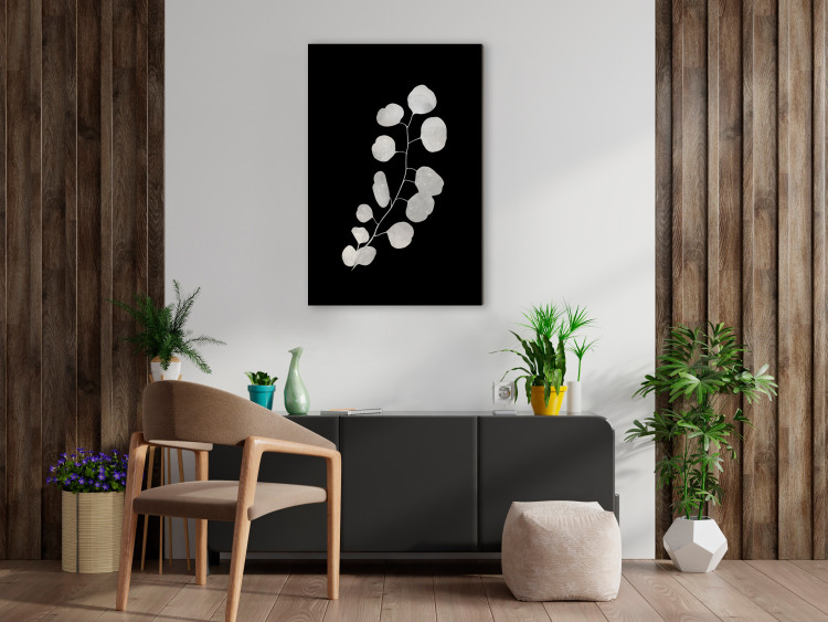 Canvas Print Eucalyptus Twig - Minimalist Plant on a Black Background 146158 additionalImage 3