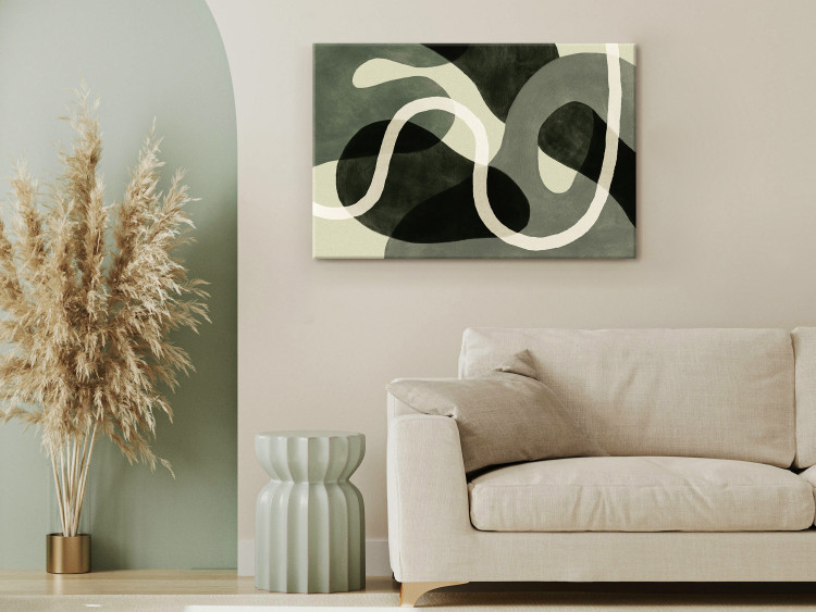 Canvas Art Print Geometric Forms - Abstract Spots in Shades of Sage Green 150058 additionalImage 3