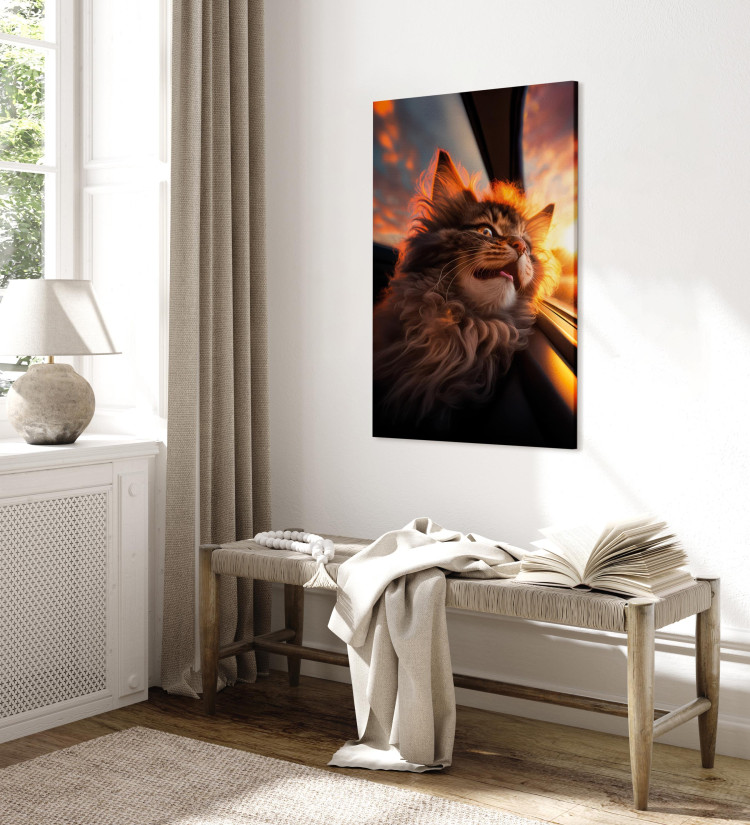 Canvas AI Maine Coon Cat - Animal on a Journey to the Setting Sun - Vertical 150158 additionalImage 10
