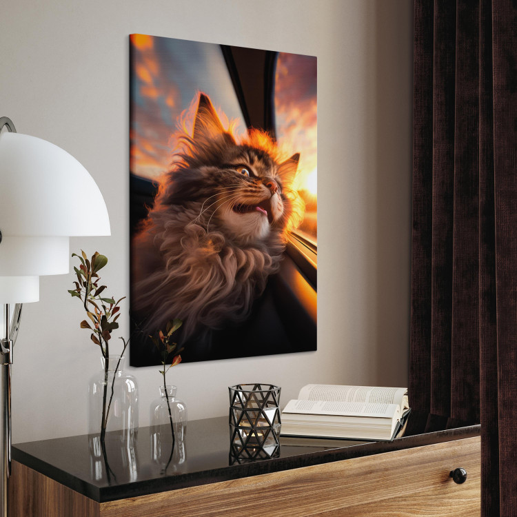 Canvas AI Maine Coon Cat - Animal on a Journey to the Setting Sun - Vertical 150158 additionalImage 11
