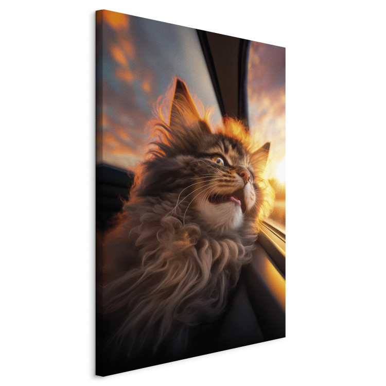 Canvas AI Maine Coon Cat - Animal on a Journey to the Setting Sun - Vertical 150158 additionalImage 2