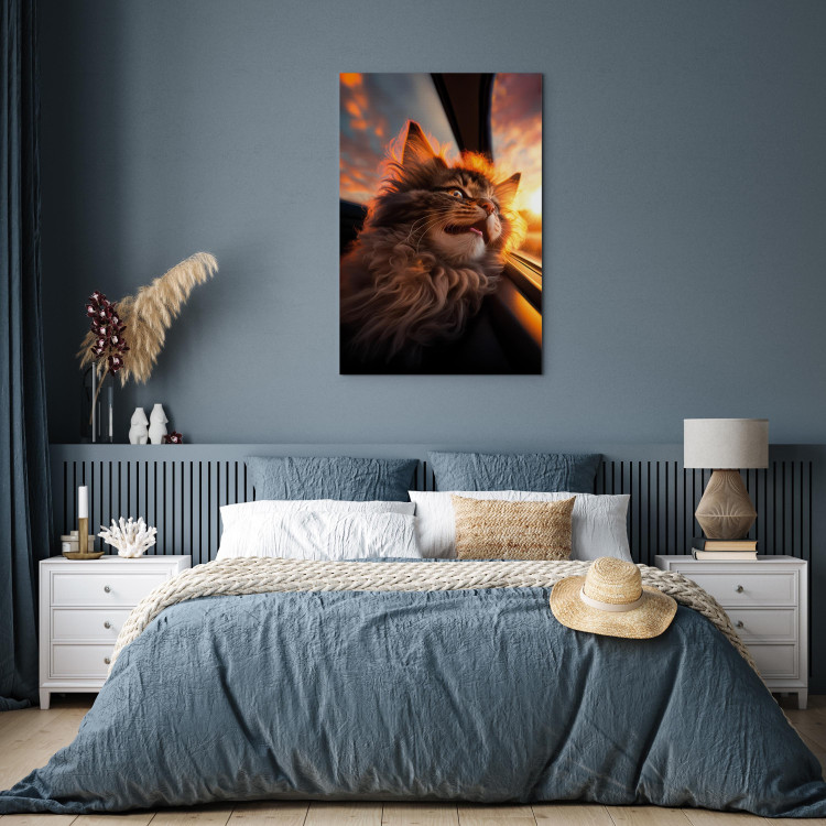 Canvas AI Maine Coon Cat - Animal on a Journey to the Setting Sun - Vertical 150158 additionalImage 3