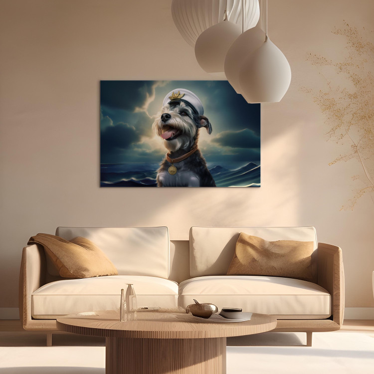Canvas Art Print AI Dog Schnauzer - Portrait of a Fantasy Animal in the Role of a Sailor - Horizontal 150258 additionalImage 3
