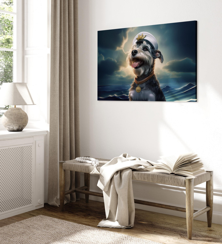 Canvas Art Print AI Dog Schnauzer - Portrait of a Fantasy Animal in the Role of a Sailor - Horizontal 150258 additionalImage 4