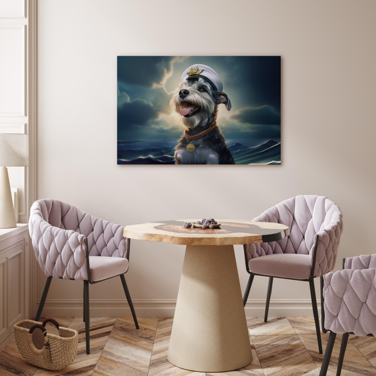 Canvas Art Print AI Dog Schnauzer - Portrait of a Fantasy Animal in the Role of a Sailor - Horizontal 150258 additionalImage 5