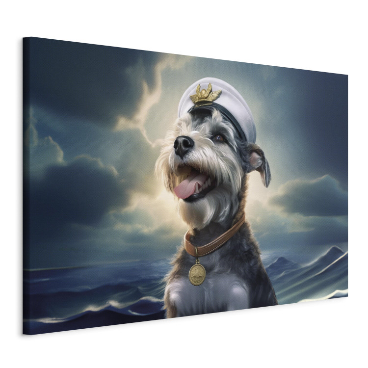 Canvas Art Print AI Dog Schnauzer - Portrait of a Fantasy Animal in the Role of a Sailor - Horizontal 150258 additionalImage 2