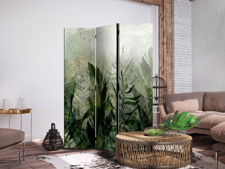 Room Divider Screen In the Morning Dew - A Landscape of Leaves on a Green Background [Room Dividers] 150958 additionalImage 2