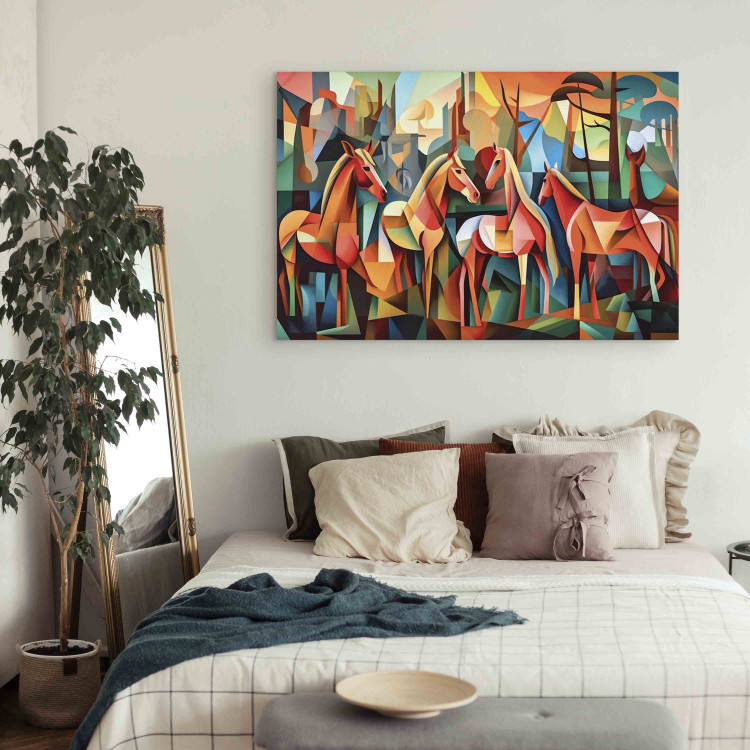 Canvas Print Cubist Horses - A Geometric Composition Inspired by Picasso’s Style 151058 additionalImage 3