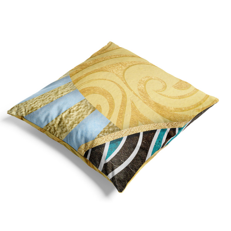 Decorative Velor Pillow Sun Rays - Yellow Abstraction With Multiple Textures and Patterns 151358 additionalImage 3
