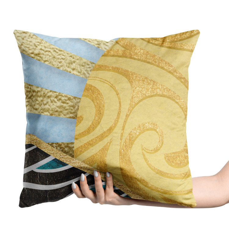 Decorative Velor Pillow Sun Rays - Yellow Abstraction With Multiple Textures and Patterns 151358 additionalImage 4