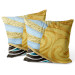 Decorative Velor Pillow Sun Rays - Yellow Abstraction With Multiple Textures and Patterns 151358 additionalThumb 2