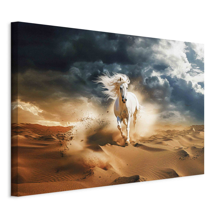 Large canvas print White Horse - A Wild Animal Galloping Through the Arabian Desert [Large Format] 151558 additionalImage 2