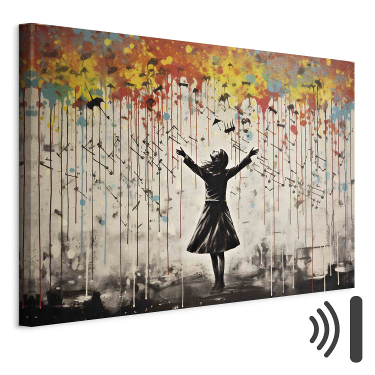 Canvas Art Print Rain Song - Colorful Graffiti Inspired by Banksy 151758 additionalImage 8