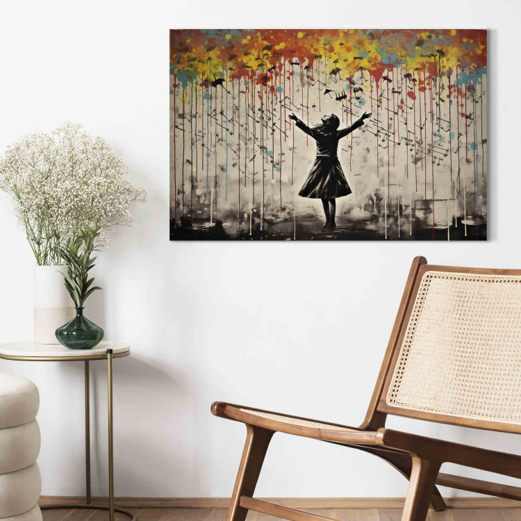 Canvas Art Print Rain Song - Colorful Graffiti Inspired by Banksy 151758 additionalImage 3