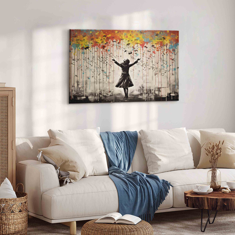 Canvas Art Print Rain Song - Colorful Graffiti Inspired by Banksy 151758 additionalImage 10