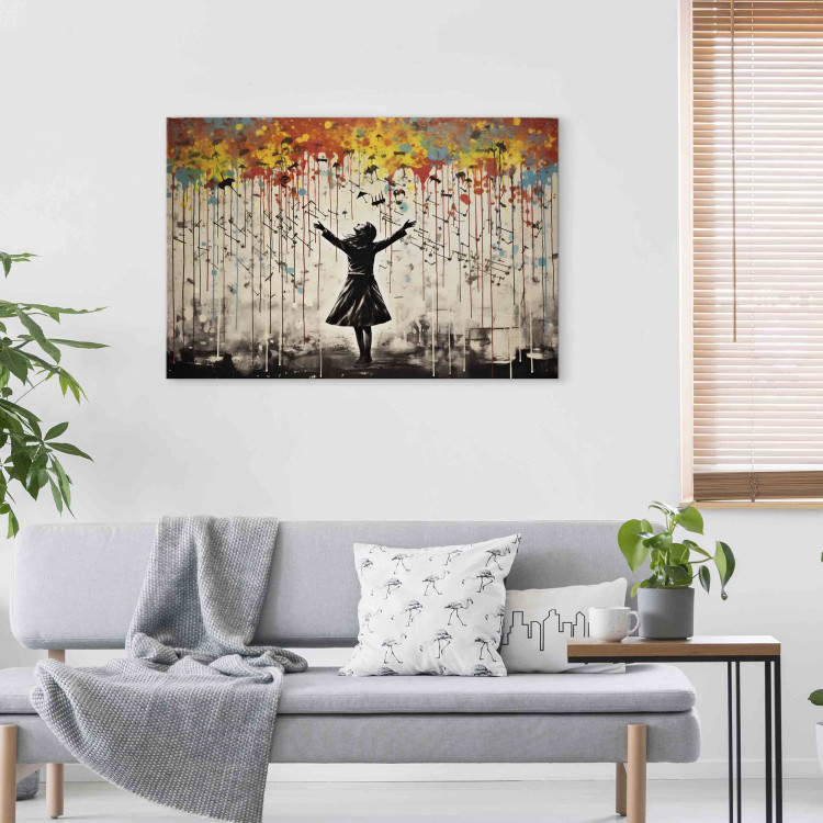Canvas Art Print Rain Song - Colorful Graffiti Inspired by Banksy 151758 additionalImage 5
