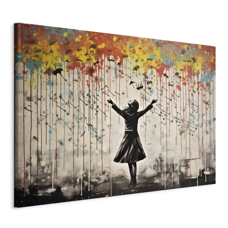 Canvas Art Print Rain Song - Colorful Graffiti Inspired by Banksy 151758 additionalImage 2