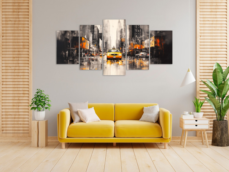 Canvas Print Yellow Cab - Car on the Background of New York Architecture 151958 additionalImage 3