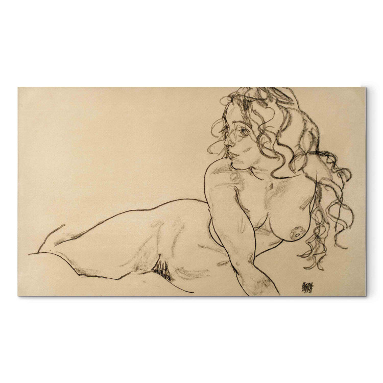 Reproduction Painting Sich aufstützender weiblicher Akt mit langem Haar 156558