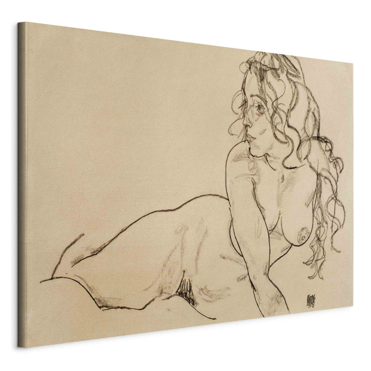 Reproduction Painting Sich aufstützender weiblicher Akt mit langem Haar 156558 additionalImage 2