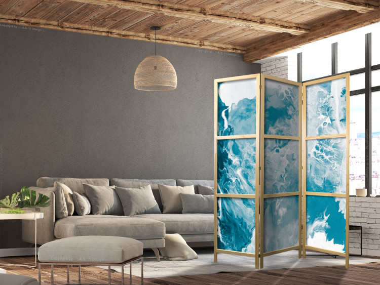 Folding Screen Abstract Blue - Marble-Like Marine Colors [Room Dividers] 159558 additionalImage 6