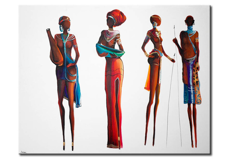 Canvas Art Print African Tribe (1-piece) - African ethnic motif with figures 47558