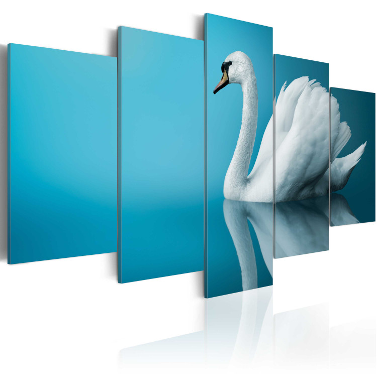 Canvas Art Print A swan in blue 58658 additionalImage 2
