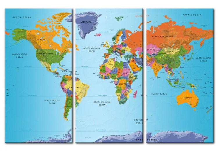 Canvas Print World Map: Colourful Note 94558