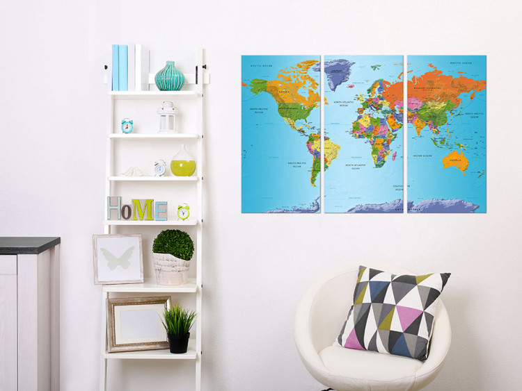 Canvas Print World Map: Colourful Note 94558 additionalImage 3