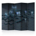 Folding Screen Black City II - abstract vision of a city with square figures 95358
