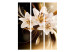 Room Divider Screen Circle of Light - white lilies against a backdrop of abstract brown light 95558 additionalThumb 3