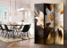 Room Divider Screen Circle of Light - white lilies against a backdrop of abstract brown light 95558 additionalThumb 4