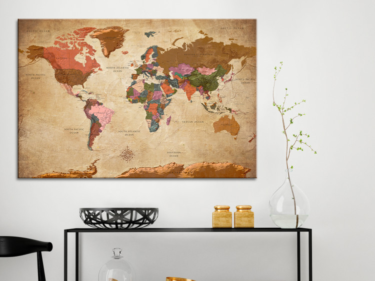 Canvas Print World Map: Brown Elegance 96058 additionalImage 3