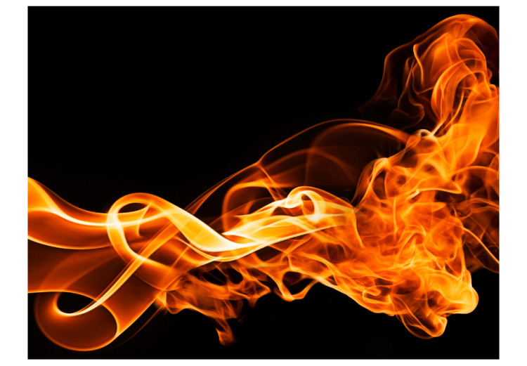 Wall Mural Fire - an abstraction with a motif of orange glow on a black background 96758 additionalImage 1