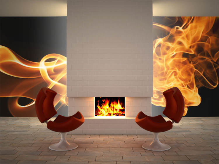 Wall Mural Fire - an abstraction with a motif of orange glow on a black background 96758