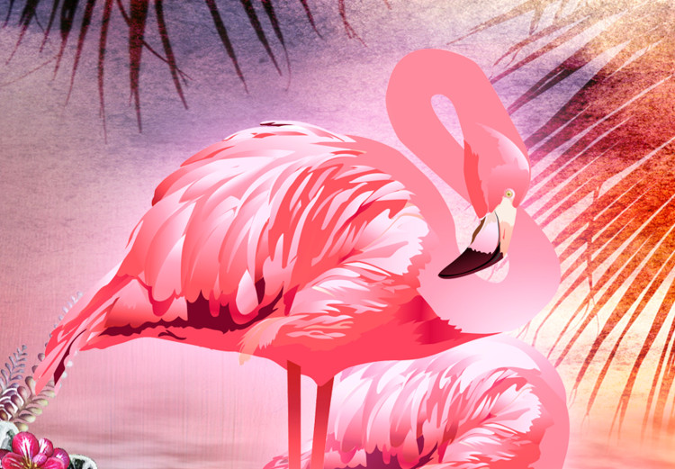 Canvas Print Land of Flamingos - Pink Birds on Background of Romantic Sunset 98158 additionalImage 5
