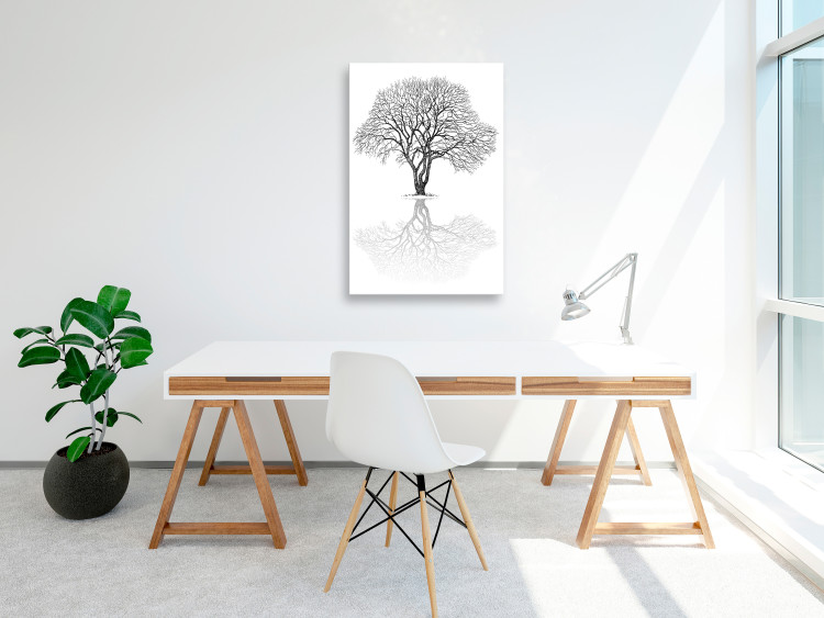 Canvas Art Print Masterpiece of Nature (1-part) - Reflection of Tree in Black and White Landscape 115068 additionalImage 3