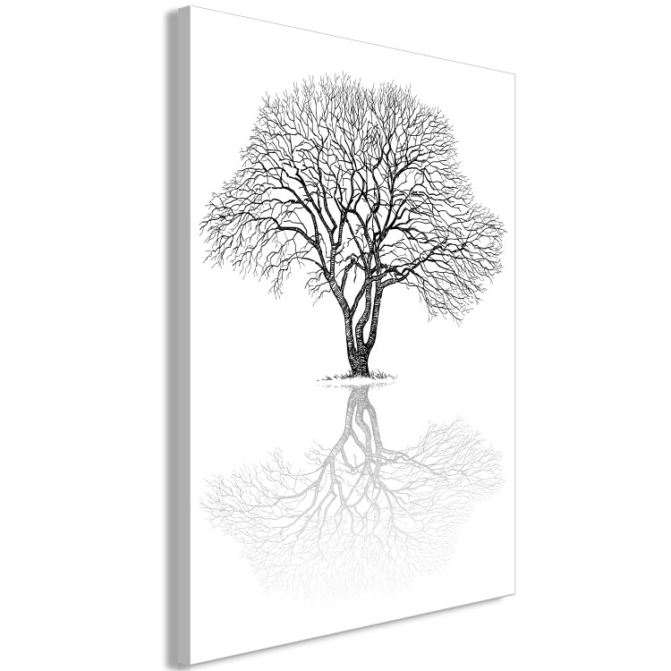 Canvas Art Print Masterpiece of Nature (1-part) - Reflection of Tree in Black and White Landscape 115068 additionalImage 2