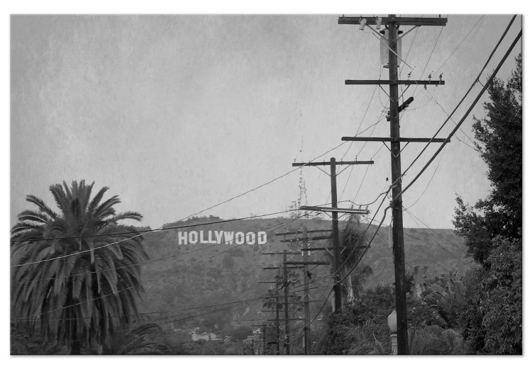 Canvas Print Hollywood Mountain Photography (1-part) - Black and White City USA 116368