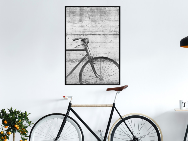 Poster Bike and Concrete - black and white composition with a retro-style bicycle 116968 additionalImage 5