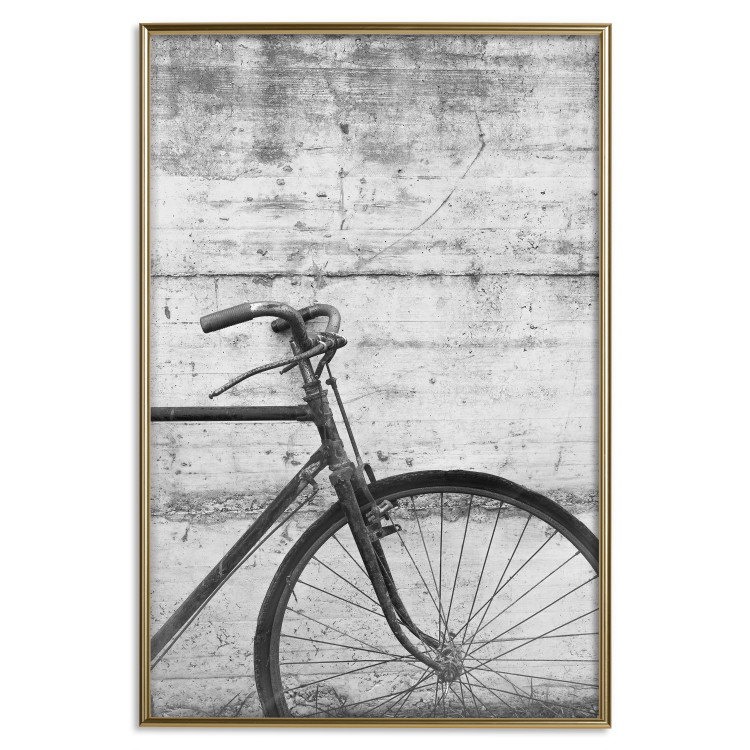 Poster Bike and Concrete - black and white composition with a retro-style bicycle 116968 additionalImage 26